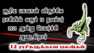 சூரிய பகவான் விருச்சிக ராசியில் வரும் 16 நவம்பர் 2024 அன்று பெயர்ச்சி அடைகிறார்