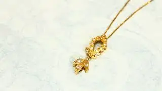 Second Hand 18ct Gold Diamond Drop Pendant and Chain (SH6880)
