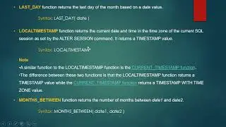 Date and Time functions in Oracle SQL Developer