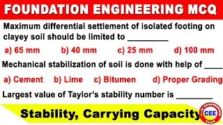 MCQ on Foundation Engineering | pile foundation mcq's | stability of slopes mcq's | Civil MCQ