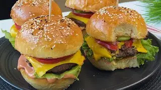 Uy sharoitida mazzali Burger tayyorlash /Bulochka /Лучше чем фаст-фуд!Очень вкусный домашний Бургер