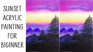 EASY acrylic painting for beginners step by step SUNSET | SIMPLE acrylic painting #8
