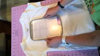 Hooping a t-shirt for machine embroidery