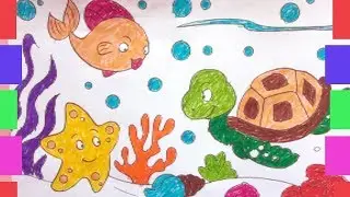 Totaies and fish in ocean painting and drawing || Painting for You