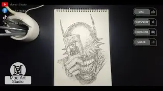 Drawing sketch The Batman who laughs using pen | Moe Art Studio