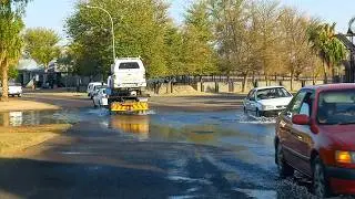 Flooded road in Upington, South Africa