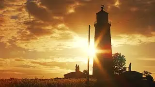 Sunrise Ocean Wave Sounds at Happisburgh Lighthouse | 4K 1 Hour ASMR Relaxing Sounds for Sleep