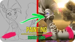 Sunset Lars Furry Zebra - Steps Digital Painting Tutorial