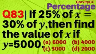 Q83 | If 25% of x=30% of y, then find the value of x if y=5000
