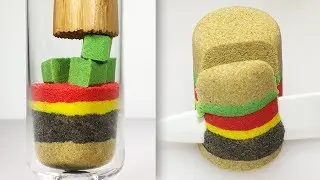Most Satisfying Kinetic Sand Burger Video | Sand Cutting | ASMR
