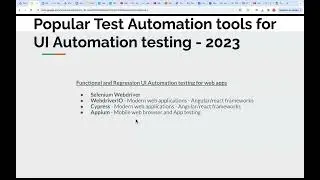 Popular UI Automation Tools | Selenium Webdriver | WebdriverIO | Cypress | Appium