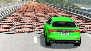 Cars vs 100 Spike Strips – BeamNG.Drive