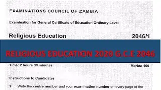 RELIGIOUS EDUCATION 2020 GCE 2046!!