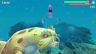 GIANT MONSTER HEIDI WOBBEGONG VS COLOSSAL SQUID BOSS - HUNGRY SHARK WORLD