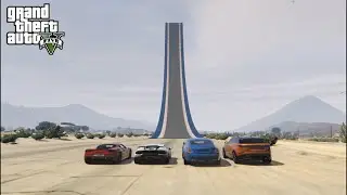 GTA 5 Real Super Cars Vs High Climb Ramp | Ferrari , range rover , lamborghini , rolls royce