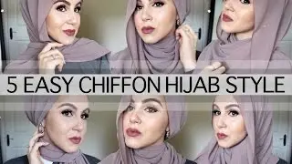 5 EASY CHIFFON HIJAB STYLE♡ -USING NO PINS! | Amina Chebbi