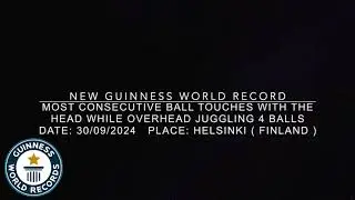 Michael Ferreri Guinness World Record Most touches with the head while overhead juggling 4 balls2024