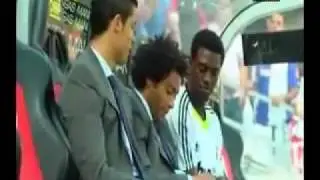 Cristiano Ronaldo,Marcelo and Adebayor joking around