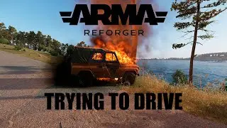 Arma Reforger. Trying to drive. Попытка погонять на тачке.