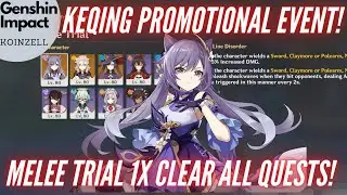 Keqing Albedo Mona Promotional Event - Melee Trial Easy 1 Time Clear All Achievements Genshin Impact