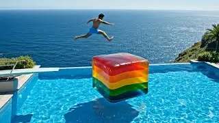 Extreme Dive Impact | Giant Jelly Cube Smash ASMR