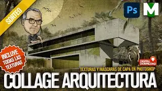 🎨 PHOTOSHOP ARQUITECTURA collage con texturas | ILUSTRACION digital TUTORIAL en ESPAÑOL paso a paso