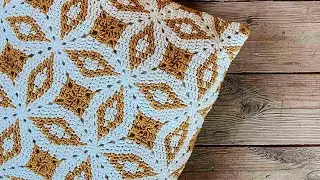 Knitted crochet pillow from square motifs. MASTER CLASS