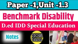 Benchmark Disability kya hai? BENCHMARK DISABILITY KYA HOTA HAI?D.ed Special Education Notes। Paper1