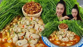 กินตำหอยนางรมเผ็ดๆ ยอดกระถินหวานๆ น้ำลายแตกจวดๆ #mukbang #แม่น้องยูทูป #eating #อิหล่าพากิน