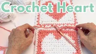 Crochet HEART SQUARE Left Handed