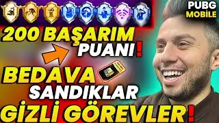200 BAŞARIM PUANI HEPSİ BURADA | GİZLİ BAŞARIM GÖREVLERİ | BEDAVA SANDIKLAR | PUBG MOBILE