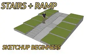SKETCHUP BEGINNER TUTORIAL HOW TO MAKE STAIRS AND RAMP ON ONE PLACE