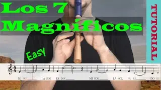Los 7 Magníficos - Tutorial flauta con partitura | Karaoke instrumental