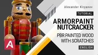 ArmorPaint. Nutcracker. PBR painted wood material with scratches.