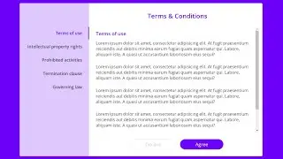 Terms and Condition Tabs Section Using HTML CSS and Javascript || CSS Tabs 