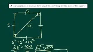 Finding sides of a square given diagonal