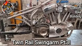 Handmade Twin Rail Swingarm Pt3! High Neck Sportster Full Custom Build Harley-Davidson #Bike #harley