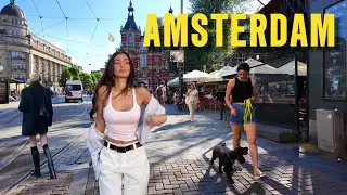 Exploring Amsterdam City on a Sunny Summer Day 4K Walking Tour