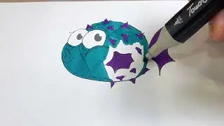 Coloring picture of purple toad fish