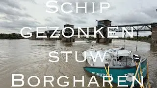 Schip gezonken bij de stuw van Borgharen