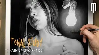 Realistic Charcoal and Pencil Tonal Drawing