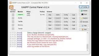 How to fix the xampp errors -  xampp Mysql Shutdown Unexpectedly - no acess base de donnés