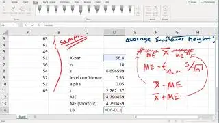 t Confidence Interval in Excel and interpretation discussion