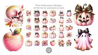 Pink Halloween clipart bundle #pink #halloween #clipart #coquette #bow