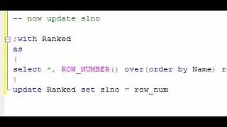 How to Update serial number for existing table using sql query