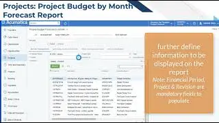 Acumatica Cloud ERP Tips 150:  Project Budget by Month Forecast Report