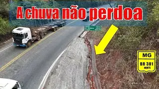A chuva lambeu parte da canaleta Encontro das BRS 381 e 262 João Monlevade MG