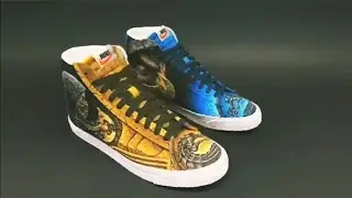 MORTAL KOMBAT 11 CUSTOM AIRBRUSH NIKES! SCORPION VS SUB-ZERO FATALITY! DOPE (IG: @jboairbrush)