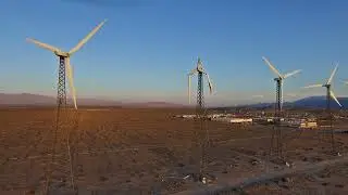 wind turbines sunset palm springs highway 10, by alan gough