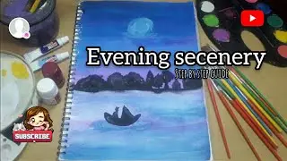 Evening time scenery  🌌... painting ll step by step guide for painting 🖌️🎨ll #painting #eveningtime